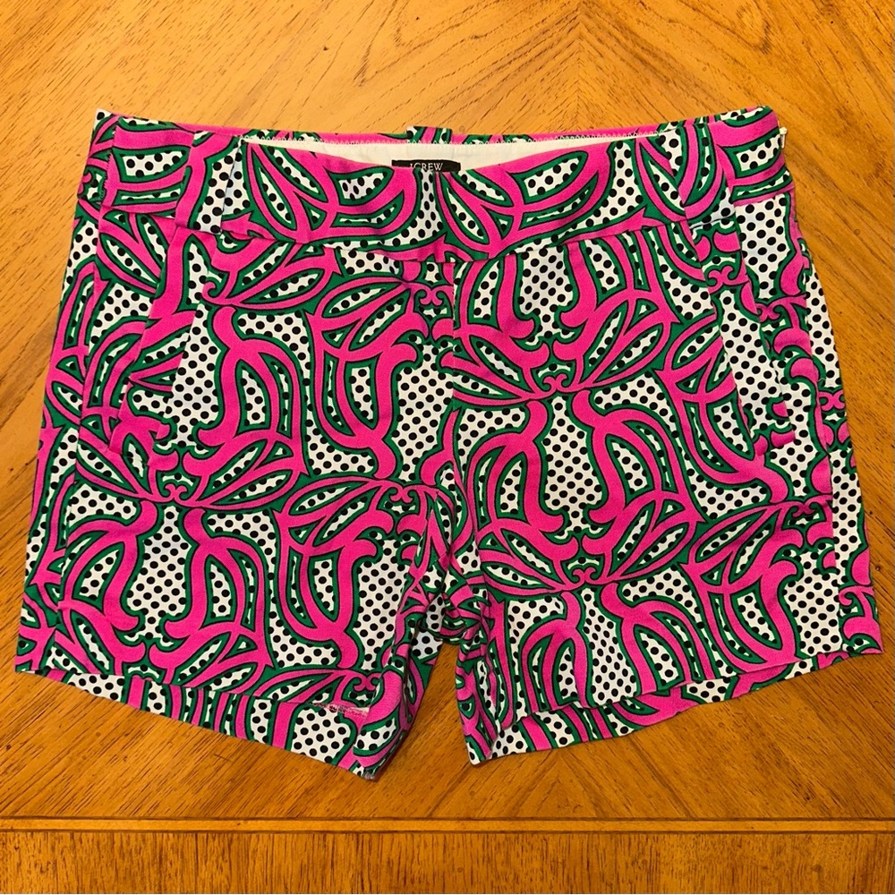 J CREW Chino Shorts Womens Size 2 City Fit Stretch AOP All Over Print